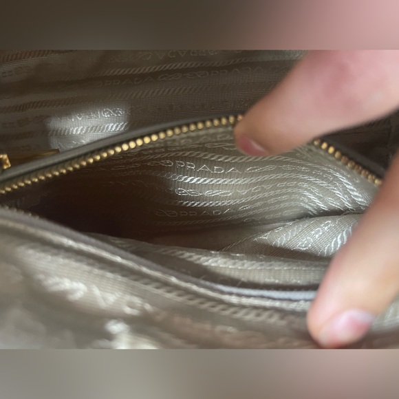 Prada Vintage Beige Quilted Shoulder Bag with Gold Chain